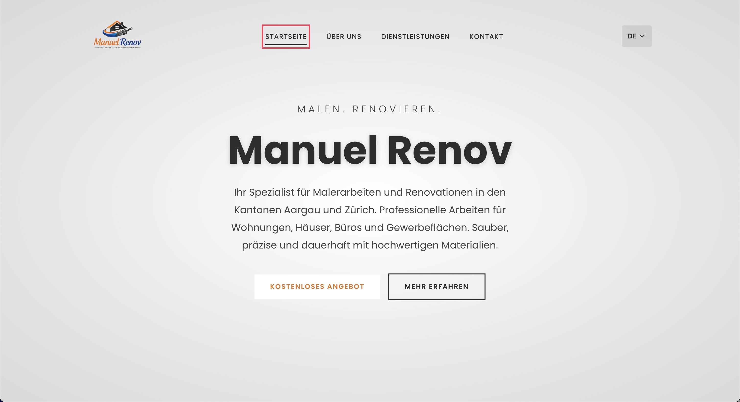 Création d'un site internet vitrine pour Manuel Renov, spécialiste en peinture et rénovation dans les cantons d'Argovie et de Zürich. Travaux professionnels pour appartements, maisons, bureaux et locaux commerciaux. Réalisé avec Angular.