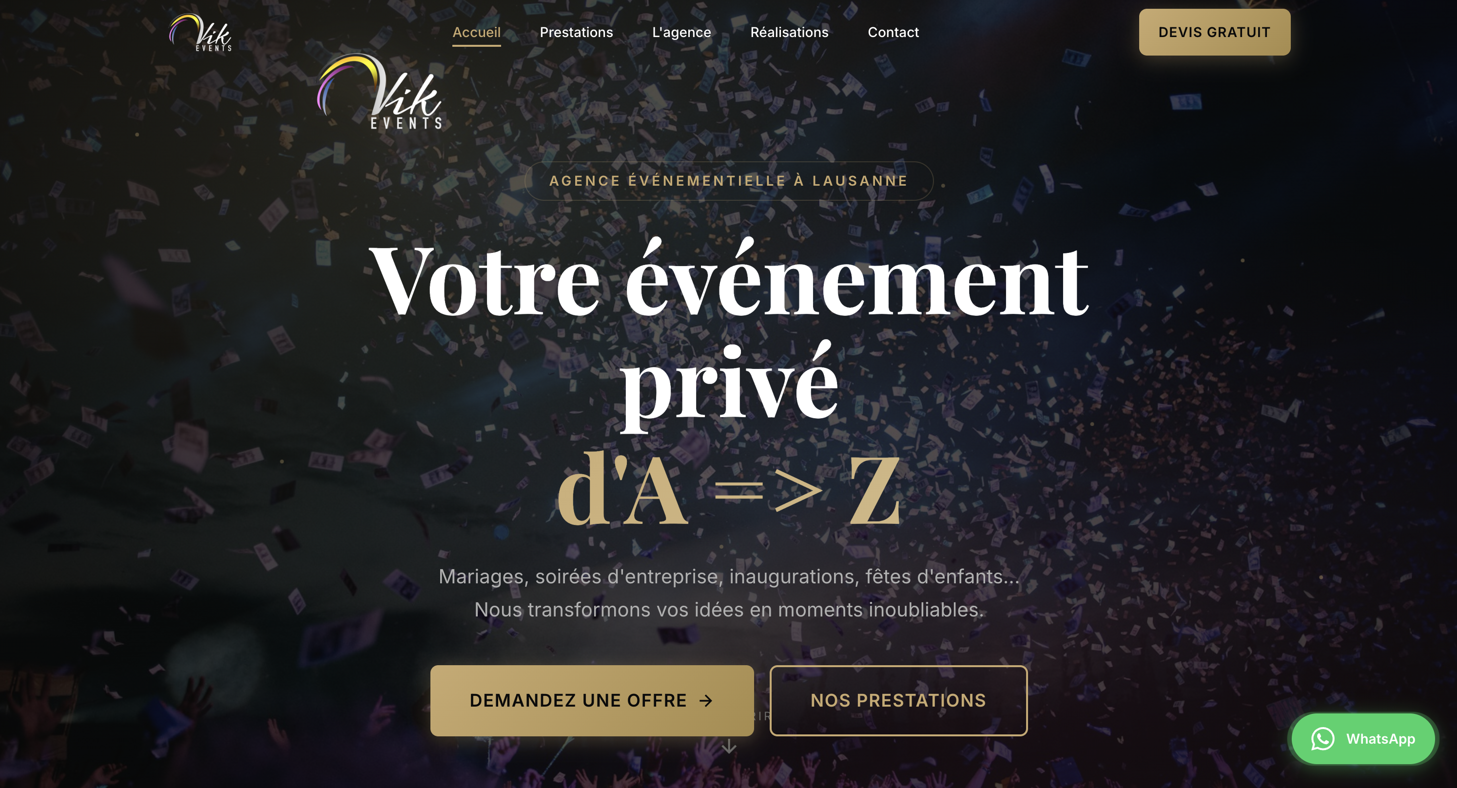Création d'un site web pour Vik-Events. Réalisé avec Angular.