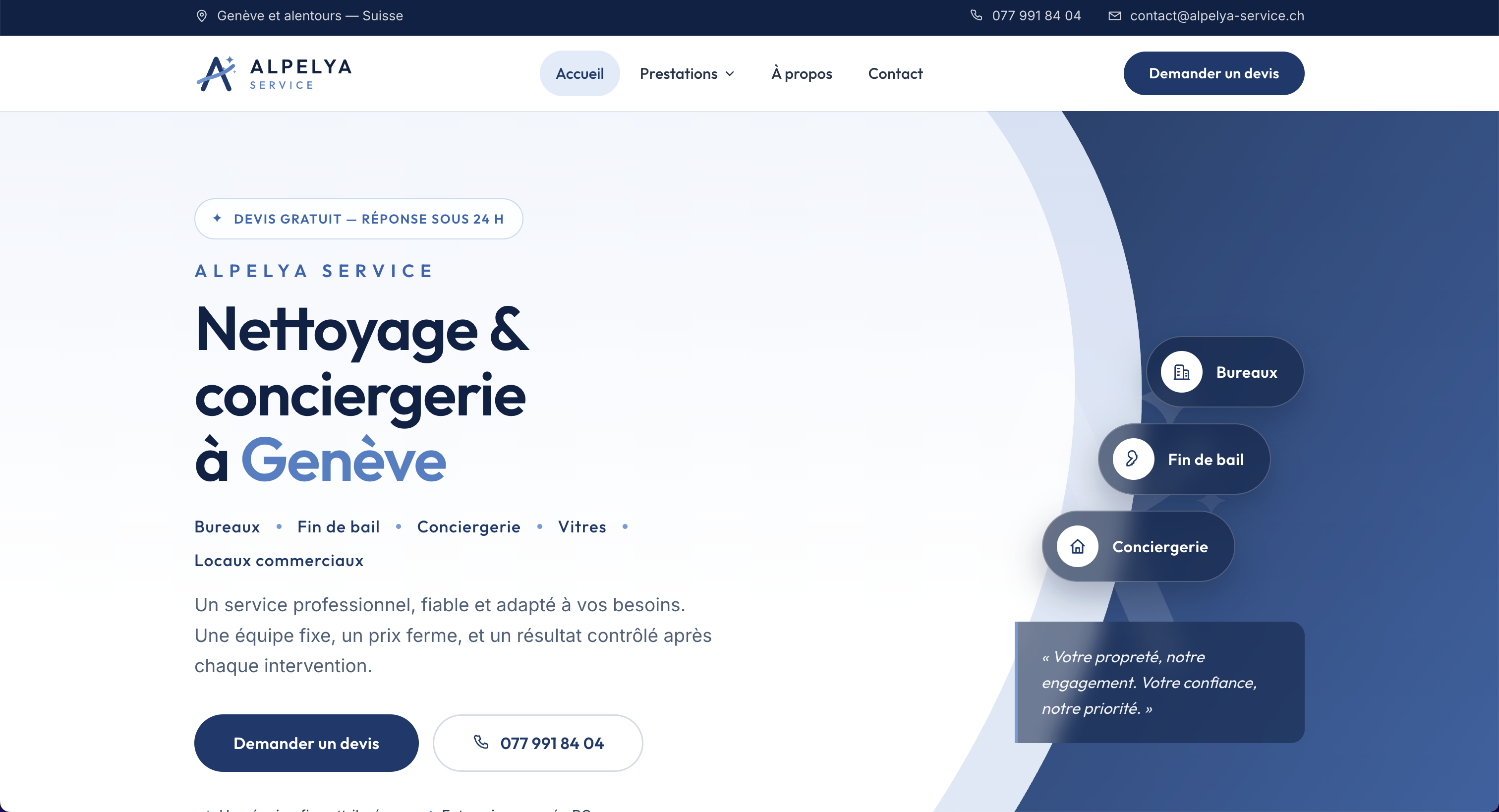 Création du site vitrine pour Alpelya Service.